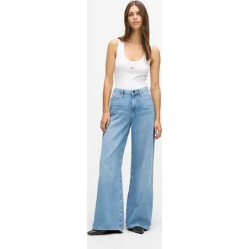 Dámské džíny DŽÍNY KARL LAGERFELD STUD DETAIL DENIM PANTS LIGHT BLUE DENIM