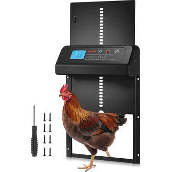 Chov hospodářského zvířete VEVOR Automatické otevírání dveří kurníku M5 hliníková slitina, černé, bateriové napájení
