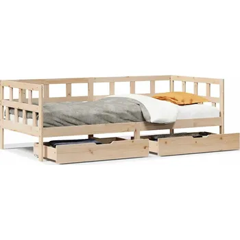 Pohovka Rozkládací postel-pohovka se zásuvkami, masivní borovicové dřevo, 193,5x97,5x68,