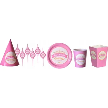 Obraz Papírová narozeninová sada Princess brčka popcor