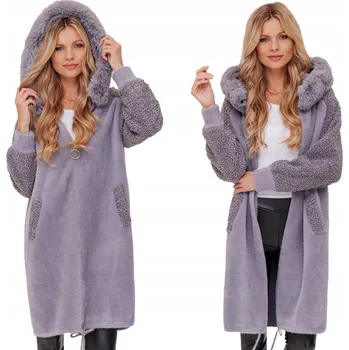 Dámský kabát Soprato dámský kabát šedý oversize s kapucí univerzální velikost