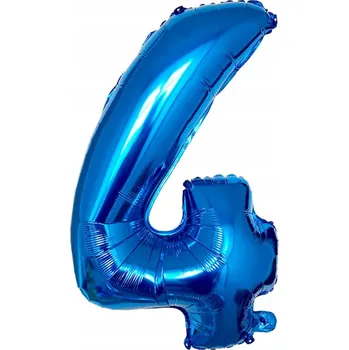 Balónek Velký fóliový balónek ve tvaru číslice 4 ČTYŘI ČTYŘKA MODRÝ na heliové plnění 75 cm