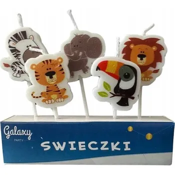 Dortová svíčka Narozeninové SVÍČKY Zvířátka SAFARI 5ks OSLAVA NAROZENINY PÁRTY
