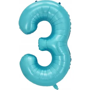 Balónek Fóliový balónek Číslice 3 Modrá – 40 palců / 100 cm – Narozeniny / Dekorace