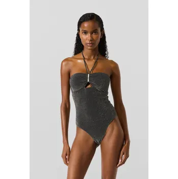 Dámské plavky PLAVKY KARL LAGERFELD SIGNATURE LUREX CHEEKY SS BLACK LUREX