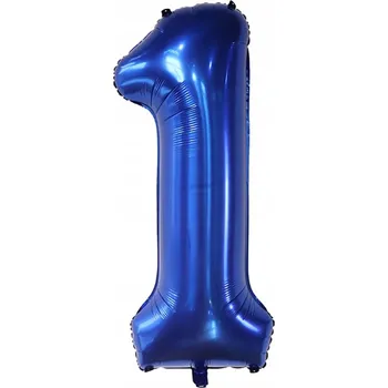 Balónek Velký fóliový balónek ve tvaru číslice 1 JEDNA JEDNIČKA MODRÁ na heliovou náplň 75 cm
