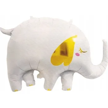 Balónek Velký fóliový balónek SLON BÍLÝ 52x71 cm narozeniny