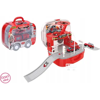 autíčko Dětská hasičská stanice s kufříkem a příslušenstvím - 44x17x19 cm, česky ba
