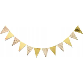 Banner girlanda narozeninové vlaječky zlatá bílá 5 m
