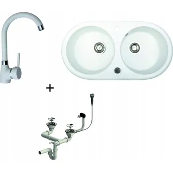 Granitový dřez Dvoukomorový dřez Brenor granit bílý