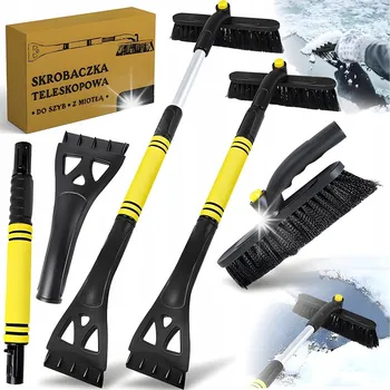 Autoškrabka Teleskopická škrabka na led s kartáčem 3v1 - Dlouhá škrabka na auto