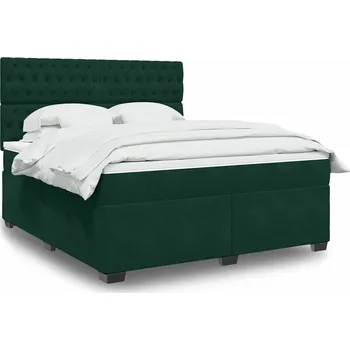 Postel vidaXL Box spring postel s matrací 180x200 cm samet [3290985] Barva: Tmavě zelená