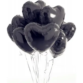 Balónek Sada fóliových balónků Srdce Černé 45cm 8ks Valentýn láska srdce