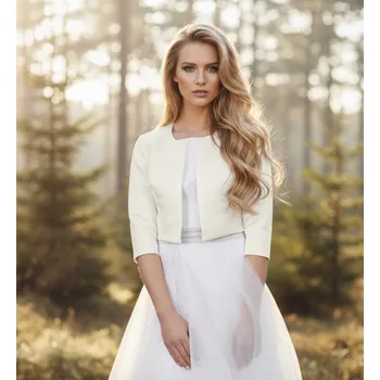 Bolerko Saténové svatební bolerko ecru: BS-93 Vybraná velikost: 40