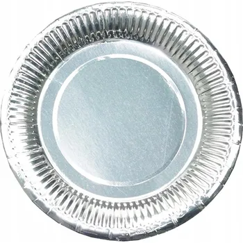 Talíř Papírové talířky STŘÍBRNÉ 18cm na oslavu narozenin