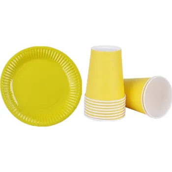 Obraz NAROZENINOVÁ SADA: KELÍMKY A TALÍŘKY - ŽLUTÁ / ŽLUTÉ