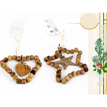 Vánoční dekorace VÁNOČNÍ DEKORACE 9 CM SRDCE HVĚZDA MIX