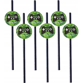 Papírová Brčka GAME ON! 6 Ks na jedno použití eko párty GAME ON!