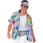 Bílá retro košile s barevnými vzory…