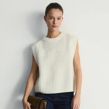 Dámský svetr Reserved - Pletená vesta s vlnou - tělová - 203HI-02X - 203HI-02X-XL