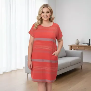 Dámské šaty Dámské červené bavlněné letní šaty M2694