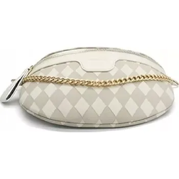 Kabelka Béžová crossbody ledvinka GP98 (Elegantní dámská crossbody ledvinka přes rameno 24,5 x 16 x 7,5 cm, široký popruh, zlaté kování)