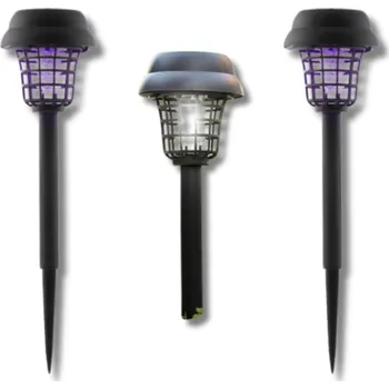 Venkovní osvětlení Solární LED zahradní lampy zapichovací studená bílá IP65 UV proti komárům 2v1 2 ks