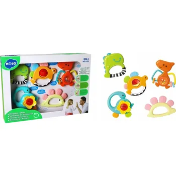 Kousátko s chrastítkem Ikonka silikonové, vícebarevné