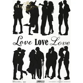 Umělecký papír Rýžový papír A4 pro tvoření ITD - Siluety černé - R2217