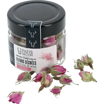 Jedlá dekorace na dort Patisdécor Jedlá sušená poupata růží – růžová, 10 g