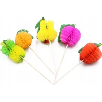 Obraz Sada 6 Ks ozdob na dort nebo nápoje, barevná 3D ovocná směs