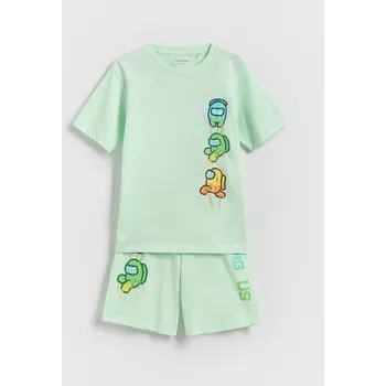 Dětská móda Reserved - Pyžamo Among Us - bledá zelená - 757DV-07X - 757DV-07X-U13