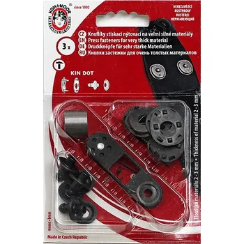 KOH-I-NOOR Nýtovací knoflík stiskací - KIN DOT Černý nikl 3ks