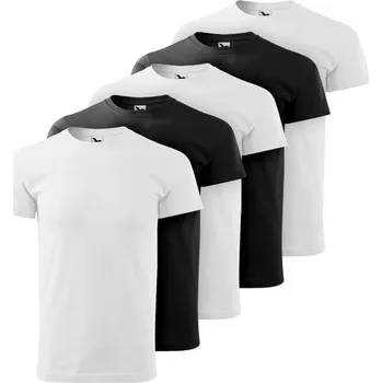 Pánské tričko MALFINI Set 5 ks: Pánské tričko BASIC - Bílá / černá | 5XL