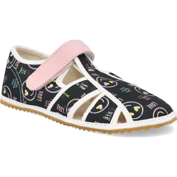 Dívčí bačkory Barefoot dětské přezůvky Jonap - Home Smile černé Velikost: 30