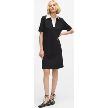 Dámské šaty ŠATY KARL LAGERFELD SIGNATURE COLLAR T-SHIRT DRESS BLACK