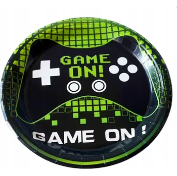 Talíř Talíře talířky na jedno použití papírové GAME ON 18 cm 6 ks GAMING