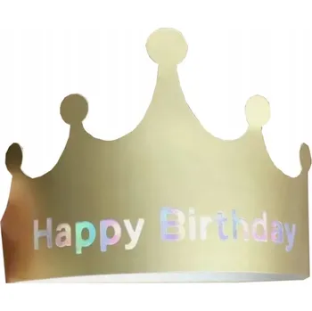 Party dekorace Papírové narozeninové čepice zlatá koruna HAPPY BIRTHDAY HOLO narozeniny