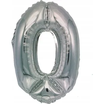 Balónek Fóliový balónek číslice stříbrná 0 nula helium 40 cm narozeniny