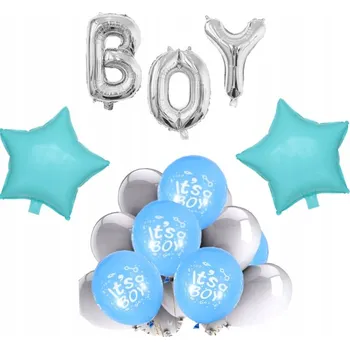 Balónek Sada balónků BABY SHOWER 18 ks IT'S A BOY STŘÍBRNÁ MODRÁ