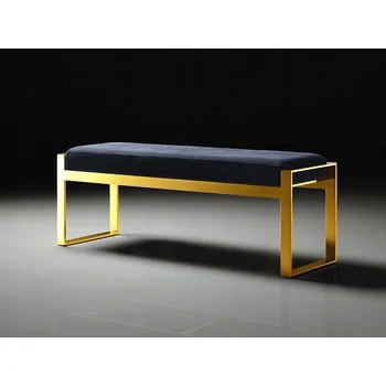 Lavice zlatá s černým sedákem 130x41x48 cm Y1027