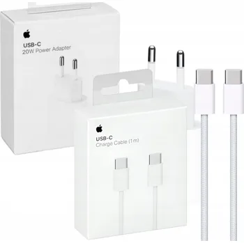 ORIGINÁLNÍ NABÍJEČKA APPLE 20W RYCHLÁ S KABELEM USB-C 1M PRO IPHONE 15 16 17