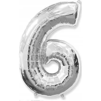 Balónek Fóliový balónek číslice STŘÍBRNÁ 6 ŠESTKA helium 40 cm