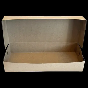 Jednorázové nádobí Krabice na chlebíčky KRAFT 13 x 33 x 6 cm s tukovou bariérou, FSC mix /balení 50 ks/