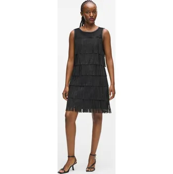 Dámské šaty ŠATY KARL LAGERFELD FRINGE DRESS BLACK
