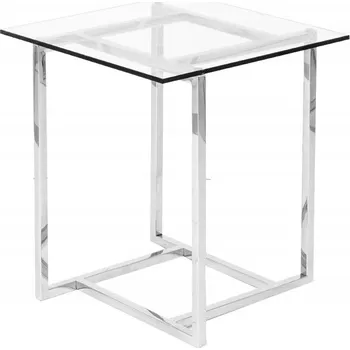 Konferenční stolek Moderní skleněný stolek s ocelovou nohou 50x55 J011