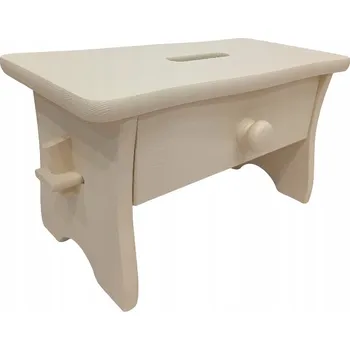 Stolička STŘEDNĚ KRÉMOVÁ STOLIČKA SE ZÁSUVKOU, taburet, stolička, židlička, POMOCNÍK