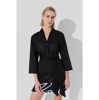 Dámské oblečení PLÁŽOVÉ OBLEČENÍ KARL LAGERFELD KARL DNA SIGNATURE BEACH DRESS BLACK