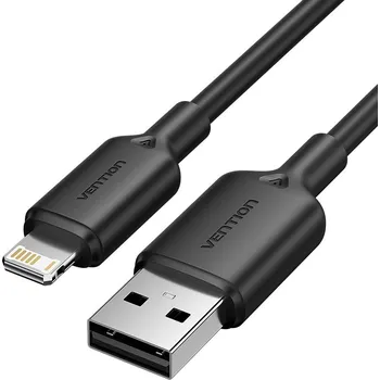 Mobilní telefon Datový kabel Vention USB 2.0 Type-A Male to Lightning Male 2.4A Cable 1M Black PVC Type