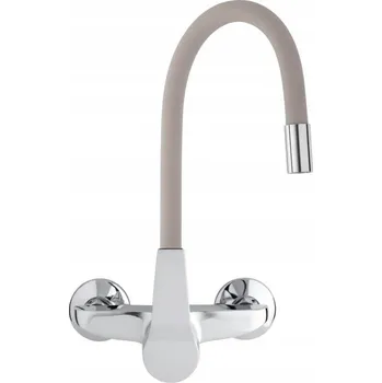 Vodovodní baterie Nástěnná kuchyňská baterie dřezová flexibilní ohebná Clara béžová